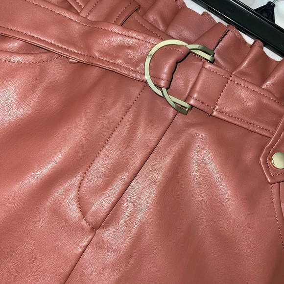 Zara Pleated Leather Skirt in Brown/Cognac with belt. Size XS. BNWOT - Picture 2 of 4